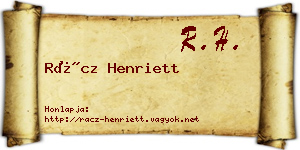 Rácz Henriett névjegykártya